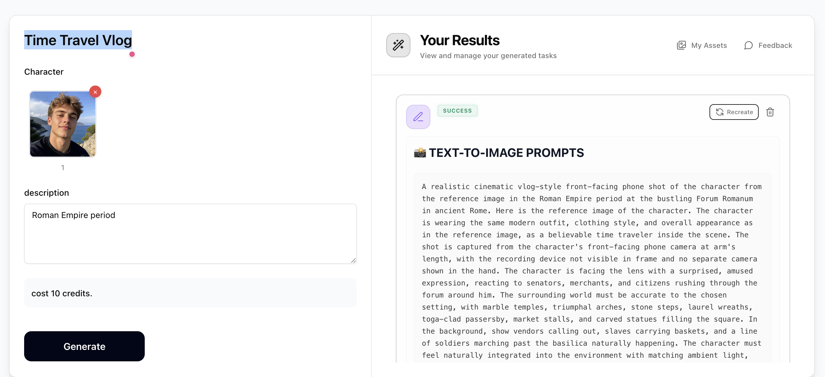Step 1: Generate Prompts with Time Travel Vlog