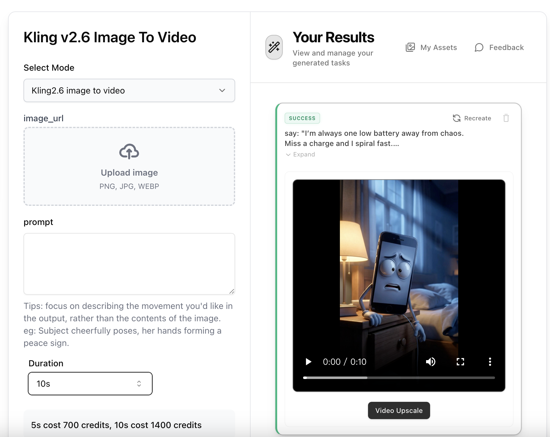 Step 3: Animate with Kling 2.6 Image-to-Video