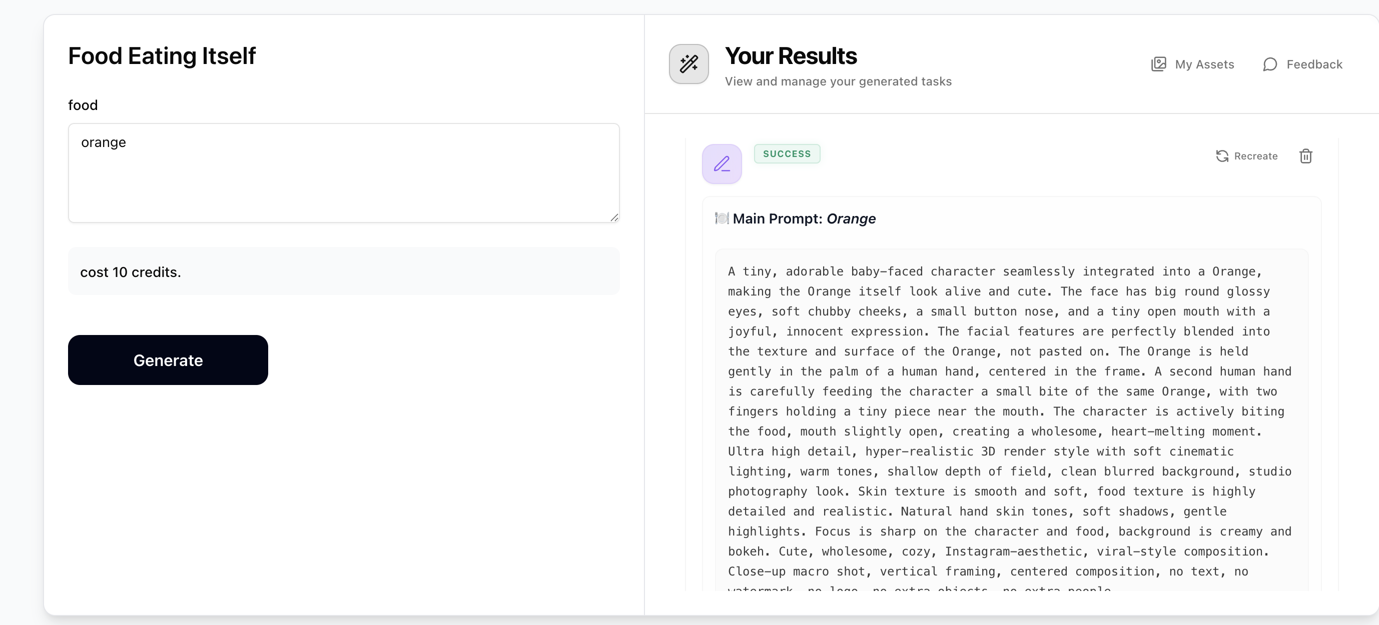 Step 1: Generate Prompts with Food Eating Itself